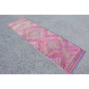 Tapis Kilim Turc Vintage 2.6 X 9.1ft Classique Rectangle Patchwork Design Laine Matériau Latex Support pour Salon Couloir - Product Image 2