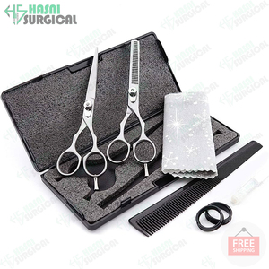 Juego de tijeras de corte y adelgazamiento de cabello profesional de calidad garantizada de venta superior Juego de tijeras de peluquero de color personalizado con cuero - Product Image 6