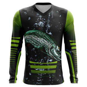 Ropa de pesca Upf50 +, camisas de pesca transpirables de secado rápido de manga larga para hombres, camisas de pesca, protección solar, estampado de sublimación - Product Image 1
