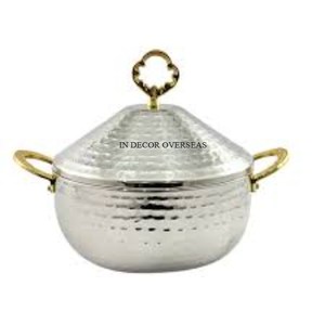 Ensemble De 3 Casseroles De Cuisine Ruffoni En Acier Inoxydable Métallique Argenté Poli À Texture Martelé, Ustensiles De Cuisine En Vente Chaude En Provenance D'Inde - Product Image 2