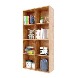 Librería Moderna de 4 Niveles, Cuadrada, 80x30x160cm, Madera de Caucho KS68106, Tipo Soporte, para Sala de Estar, Oficina, Habitación Infantil, Dormitorio - Product Image 1