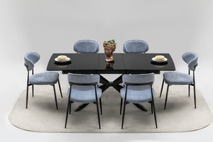 ชุดโต๊ะอาหารสแตนเลสแบบปรับเปลี่ยนได้ ดีไซน์ทันสมัย สำหรับใช้ในบ้าน อพาร์ทเมนต์ โรงแรม และวิลล่า - Product Image 2