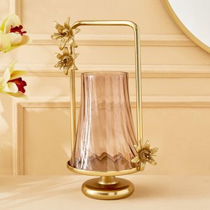 Glass & Metal <b>Candle</b> Holder - <b>Small</b> Handcrafted antique gold metal style metal dining table light luxury glass decorations - Product Image 4