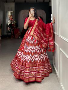 Lehenga Choli con Dupatta, Especial para Navaratri, Lehenga con Estampado Digital en Lámina, con Gran Vuelo, Últimas Tendencias en Lehenga 2024 - Product Image 5