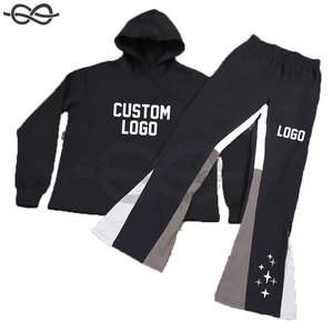 Survêtements pour hommes en gros de qualité supérieure impression bouffante personnalisée pulls à capuche avec doublure en polaire chaude pantalons de survêtement tenue décontracté - Product Image 2