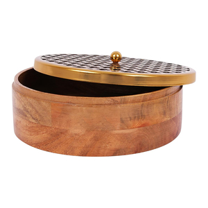 Nhà Nhà Hàng Roti Và Chapati Gỗ Lưu Trữ Vòng Container Box Với Nắp Bằng Đồng Cao Đánh Bóng Bằng Gỗ Chapati Hộp Bền Vững - Product Image 2