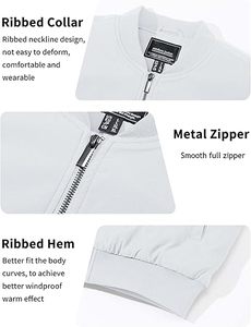 Mens chần lót chuyến bay máy bay ném bom Áo khoác giản dị áo gió máy bay ném bom Áo khoác dây kéo phía trước logo với Túi Mens chần lót - Product Image 6