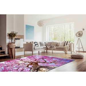 Alfombra con estampado de árbol morado: Salón, baño, área de estar, hojas, regalo para él, alfombra de terciopelo - Product Image 3