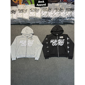 Sudadera con Capucha de Invierno para Hombre, con Cierre Completo, Transpirable, de Secado Rápido, Diseño Desgastado, 100% Algodón, Alta Calidad, Estilo Urbano - Product Image 1