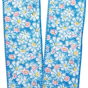 Floral Spring Daisies on <b>Wired</b> <b>Ribbon</b> Spool Elegant and Stylish Design for Crafting and Decorations - Product Image 3