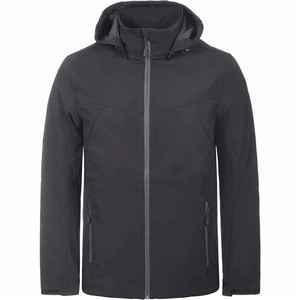 OEM chaquetas Softshell para hombre de invierno cálido cortavientos con capucha de cuello alto de talla grande de lona impermeable reversible frontal al aire libre - Product Image 4