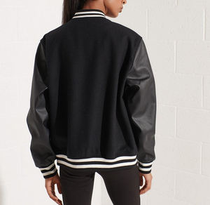 Vestes d'université en laine de meilleure qualité pour femmes avec manches en cuir Collection d'hiver Street Wear Vestes d'université pour femmes - Product Image 6