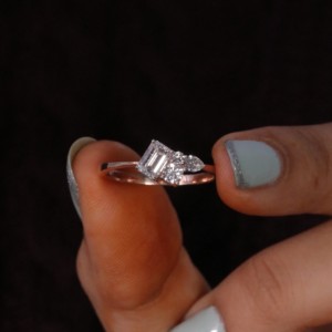 IGI Certified 14K & 18K Solid Gold Engagement Ring for Women Unique Baguette & Pear Cut Diamond Includes Ring <b>Bag</b> - Product Image 4