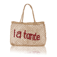 Sac fourre-tout en jute naturel au crochet, couleur unie, avec broderie rouge, style bohème, pour l'été, la plage, les voyages et l'usage quotidien, design ouvert