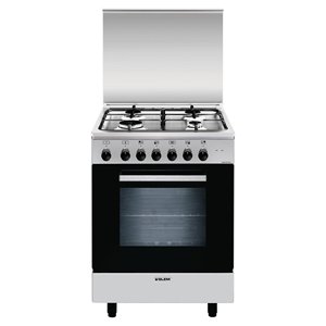 Cocina de gas de 4 quemadores con horno eléctrico ALPHA A654MI6 Inox Clase A (60x50x90cm) - Product Image 1