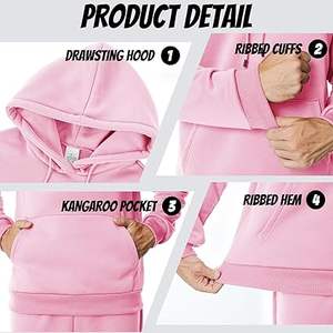 Sweats à capuche décontractés d'hiver pour hommes couleur unie 100% coton polaire coupe régulière séchage rapide et respirant de haute qualité - Product Image 1