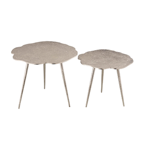 โต๊ะกาแฟดีไซน์ฐานสามด้านสำหรับบ้านโต๊ะข้างอุตสาหกรรมงานหล่อวัสดุอลูมิเนียมสีเงินแบบโบราณ - Product Image 1