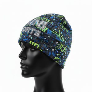 Gorro Premium para mujer, 320 GSM, mezcla de lana de punto, suave, cálido, elástico, con logotipo personalizado, diseño de diamantes de imitación, gorro jacquard - Product Image 3