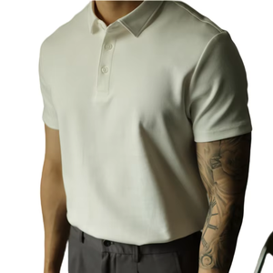 Camisetas Polo personalizadas al por mayor logotipo personalizado al por mayor color blanco hombres verano manga corta solapa botón informal ajuste regular - Product Image 2