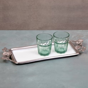 Plateau en métal argenté moderne de haute qualité assiette de service carrée blanche motif floral poli pour les cadeaux de décoration intérieure - Product Image 2