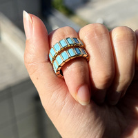 Bague en zircon turquoise pour femme, design élégant à bande ouverte, bijoux de mode boutique, stock disponible, vente en gros, approvisionnement en vrac