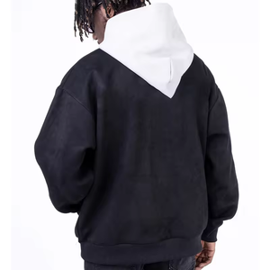 Sweats à capuche vintage pour hommes personnalisés col à boutons contrastés pour bouffée impression 100% coton hiver logo personnalisé OEM sweats à capuche - Product Image 3