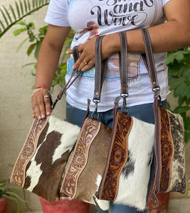 Cartera de mano de cuero tallado a mano, cartera de mano de cuero genuino, Cartera de cuero occidental, cartera elegante única para mujer - Product Image 3