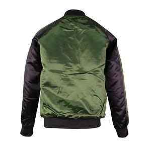 Chaqueta acolchada de satén personalizada de alta calidad Varsity Baseball Winter High Street Bulk Wholesale OEM Fabric Bordado Chaqueta de seda para - Product Image 4