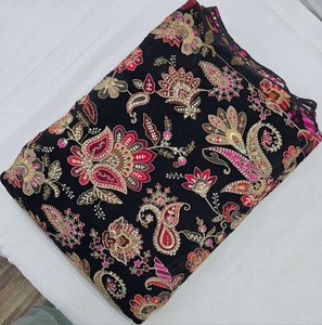 Pure natural crep position print <b>embroidery</b> work viscose fabric make to fancy dress <b>material</b> - Product Image 4