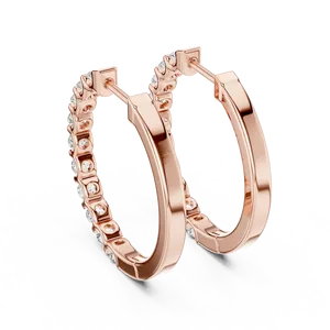 Round Diamond <b>Sterling</b> <b>Silver</b> <b>Hoop</b> <b>Earrings</b> in Rose Gold/Gold/<b>Silver</b> 3.72gm - Product Image 5