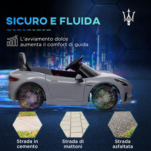 AIYAPLAY 12V Maserati Gran Turismo Folgore Coche para niños con control remoto, edad 3-5 años, gris - Product Image 6