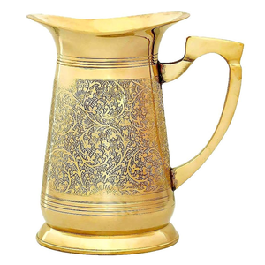 Pure Brass Vintage <b>Jug</b> With Engraving And Polish Finished For Home Restaurant And Hotel Kitchenware Metal Pitcher For Water - Product Image 5