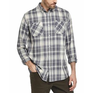 Vintage Indigo Blues Plaid Flannel <b>Shirt</b> for <b>Men</b> Weatherproof <b>High</b> Button-Up <b>Collar</b> Breathable Western Style Size Medium - Product Image 1