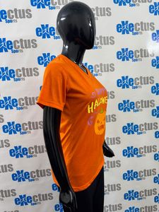 Wholesale Custom Halloween T-Shirts Orange V Neck Custom Logo <b>Print</b> Tee Shirts Cotton Polyester Woman's T-shirts - Product Image 6