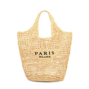 Wholesale 2025 Custom Summer Women's Hand-Woven Jute <b>Straw</b> Tote Bag Dual Handle Fashion <b>Handbag</b> Hollow-Out for Garment Beach Use - Product Image 1