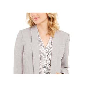 Blazer Parker in Twill da Donna Calvin Klein, Grigio, Taglia 4, Chiusura Monopetto, Lunghezza Lunga, Tessuto Lavorato a Maglia, Tinta Unita, Ricamato - Product Image 2
