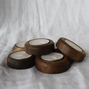 Porte-bougie en bois artisanal de luxe avec finition en bois poli, plusieurs types de bois pour la décoration de Noël, centre de table - Product Image 1