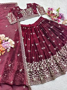 Presentamos una nueva colección totalmente cosida Pure Fendy Silk Lehenga Choli & Dupatta Set - Product Image 2