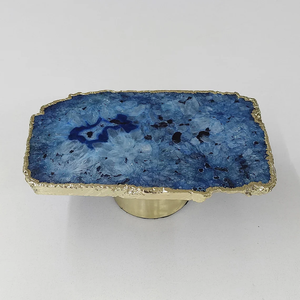 American Style Natural Agate Round Shape Cake Platter Single Tear Cake Stand Cake Server Steel Cheese Set - Product Image 4