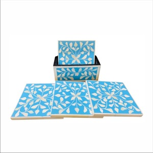 Posavasos de mesa con incrustaciones de hueso de lujo, juego de posavasos de bebida hecho a mano único barato para uso diario, fiesta y decoración del hogar - Product Image 3