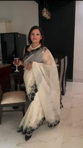 Organza suave de último diseñador con Sari de trabajo de sarro negro de Fab Zone - Product Image 5