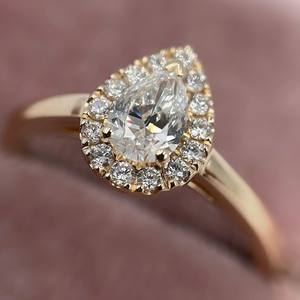 1.55 CTW Pear Lab แหวนหมั้นเติบโตขึ้นได้รับการรับรอง IGI แหวนบังเหียนแหวนฮาโลวินเทจเครื่องประดับเพชร CVD สำหรับงานแต่งงาน - Product Image 3