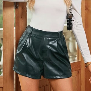 Shorts en cuir pour femmes écologiques, taille mi-haute, confortables, séchage rapide, respirants, coupe-vent, personnalisables, logo personnalisé, décontractés pour l'été - Product Image 3