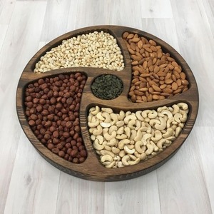 Vente chaude fait à la main planche en bois plateaux de forme ronde plateau de service en acacia plateau de fromage en bois fruits secs séchés - Product Image 2