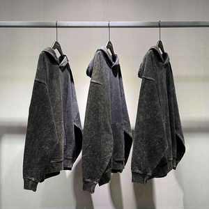 เสื้อมีฮู้ดผ้าฝ้าย100% ซักกรดเสื้อสเวตเตอร์เก่าซักด้วยหินแนวไฮสตรีทซีรีย์ - Product Image 3