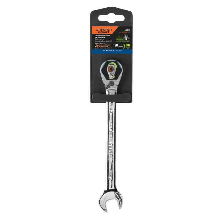 Reversible ratchet combination wrench 15mm x 198mm long, Expert Box of 3, 13711