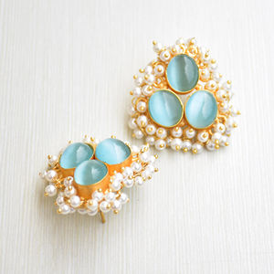 Boucles d'oreilles pendantes en laiton tendance, pierre semi-précieuse naturelle, finition en laiton antique, style avant-gardiste, haute qualité - Product Image 2