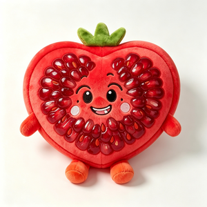 Peluche Grenade Cœur Personnalisée, Rembourrage Coton PP, Coussin Animal en Peluche Mignon en Forme de Tranche de Fruit, Halloween, Âge 0-24 Mois - Product Image 1