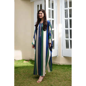 Premium Breathable Mix-Fabric Handwork Knee-Length Slit Kaftan for Women-ODM Supply - Product Image 1