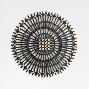 New Latest Design <b>Woven</b> Rattan <b>Placemat</b> Vintage Black Radial Rattan <b>Placemat</b> Tablemat For Serving Dining Table Decor - Product Image 1